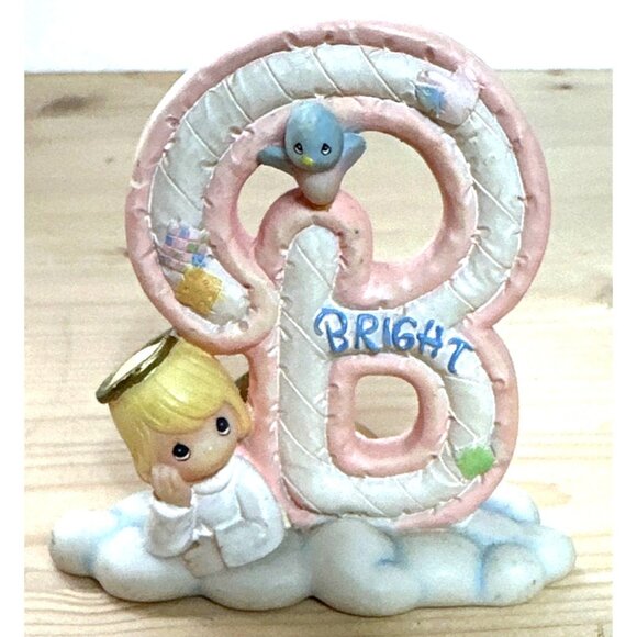 2002 Precious Moments Bright Letter B Figurine Angel Bird Porcelain Collectible - Picture 1 of 6